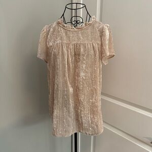 Ann Taylor Loft Faux Velvet Cream Blouse in Size Small